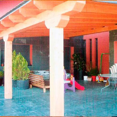 Cubiertas Bardoja salón con techo de madera